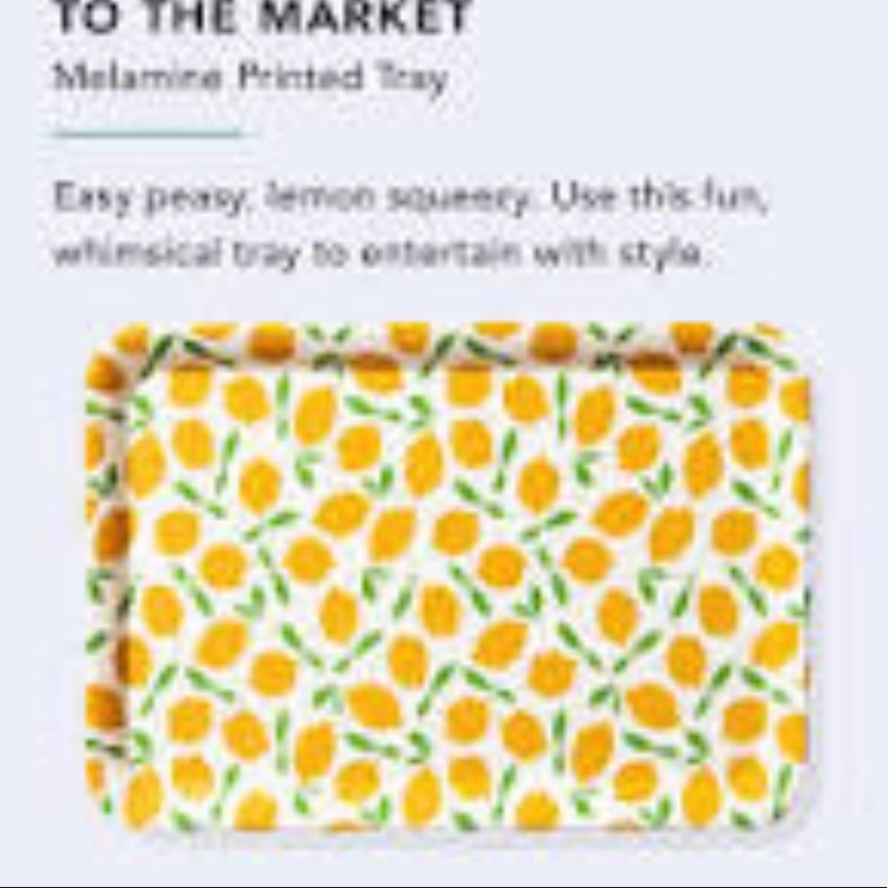 To The Market Lemon Squeeze Serving Melamine Printed Tray 12” x 7.5”